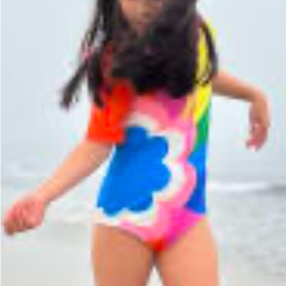 Boden Girls' Pink and White Swimwear - Mini Boden